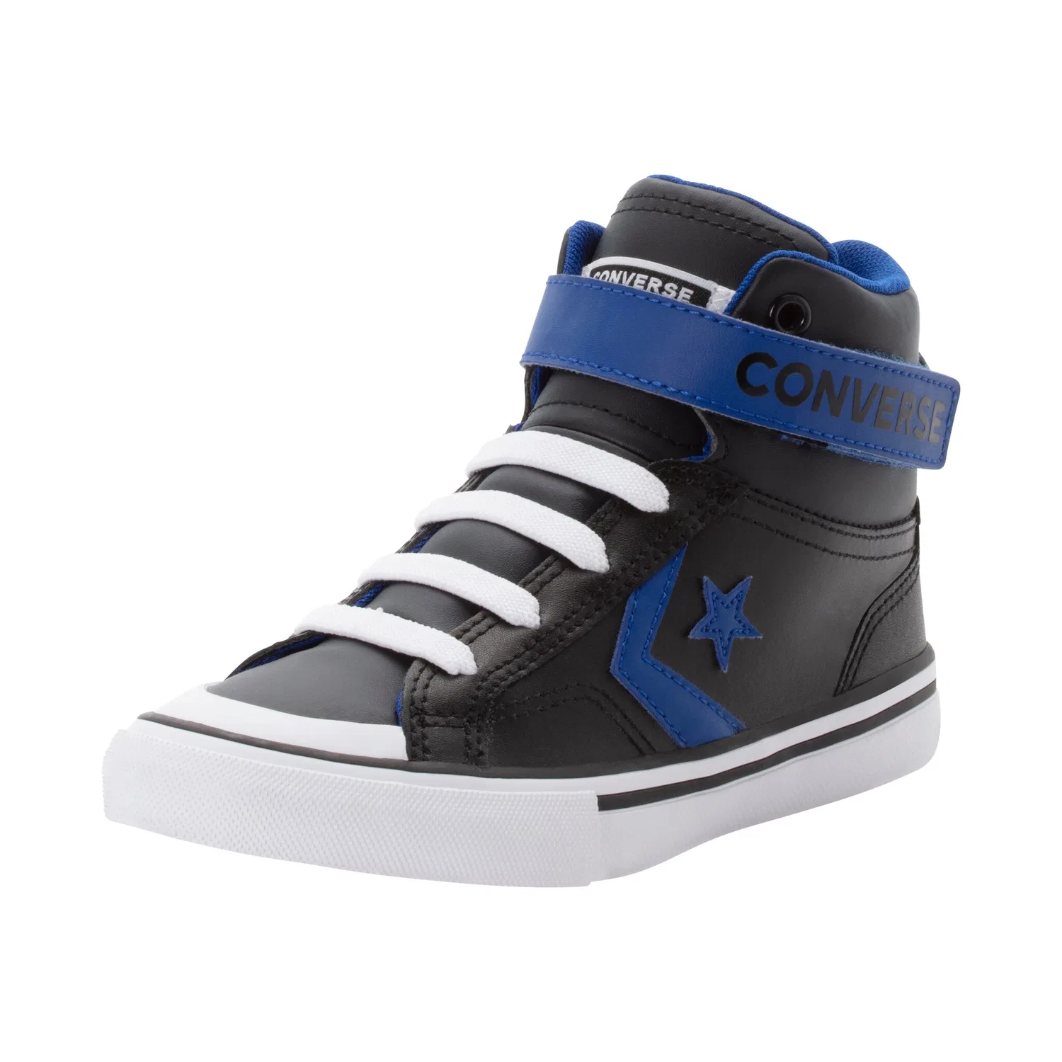Детские кожаные кроссовки на шнуровке Converse, Black/Blue/White