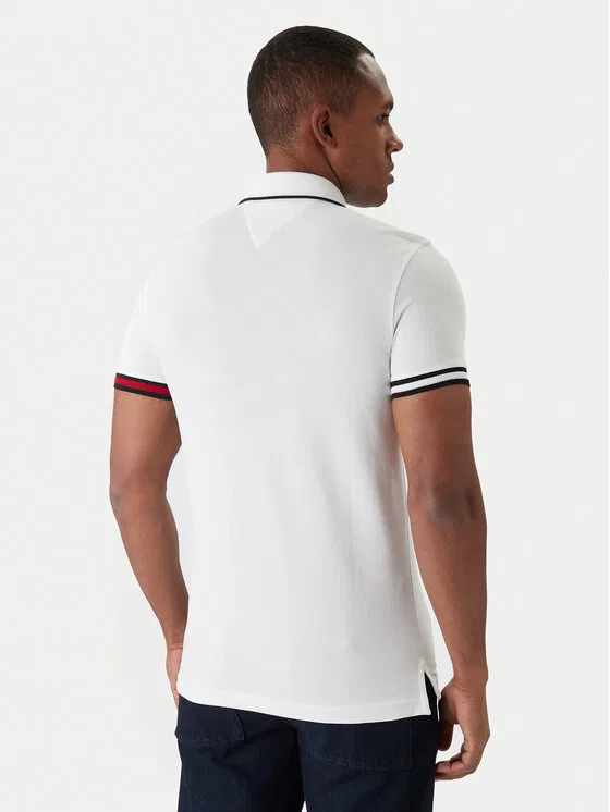 Поло slim fit Flag Cuff Tommy Hilfiger, белый — фото 3