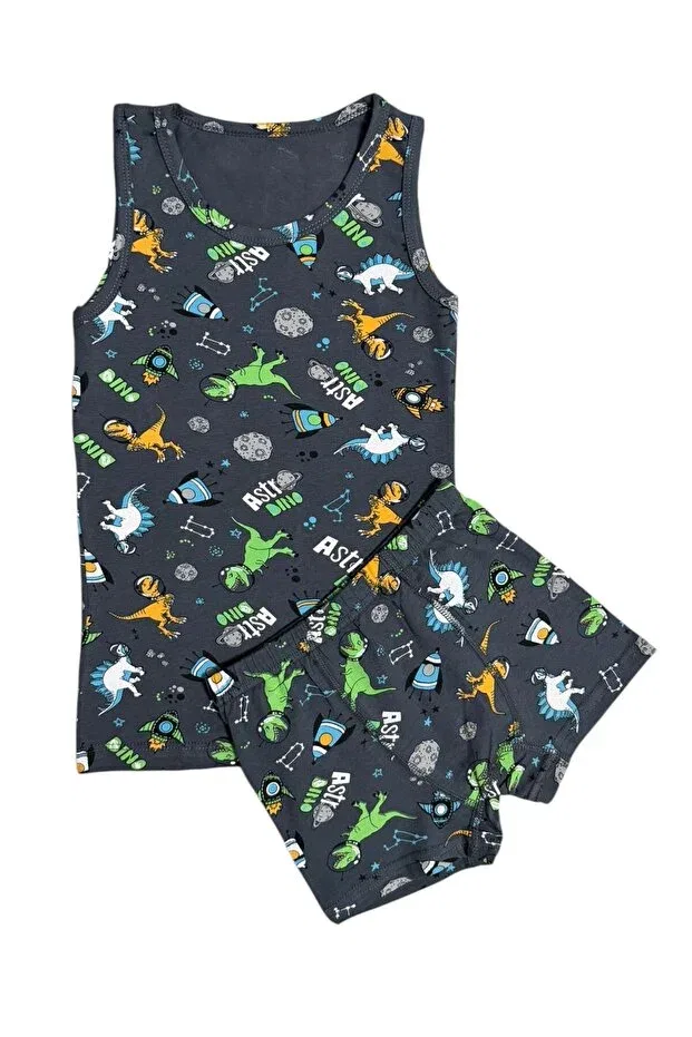 Детский комплект нижнего белья для мальчиков хлопковый с принтом Elmas Kids, Smoke Grey