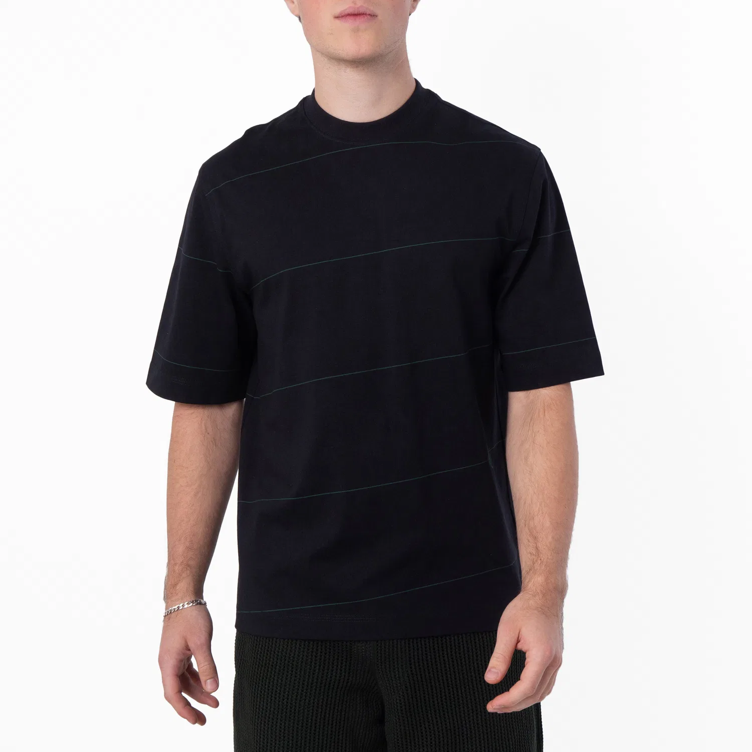 Футболка из хлопкового джерси с полосами Striped Cotton Jersey T-Shirt Burberry, Black