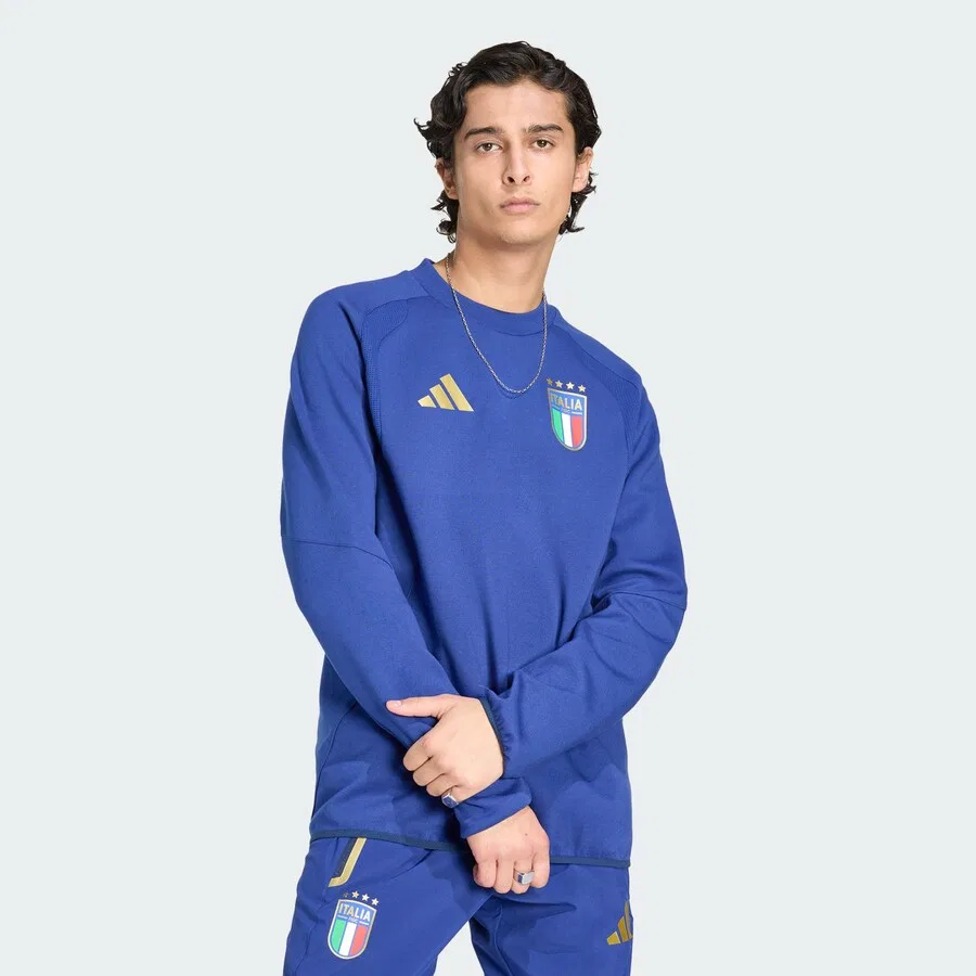 Толстовка ADIDAS PERFORMANCE 'Italy Tiro Travel Crew' синего цвета — фото 3