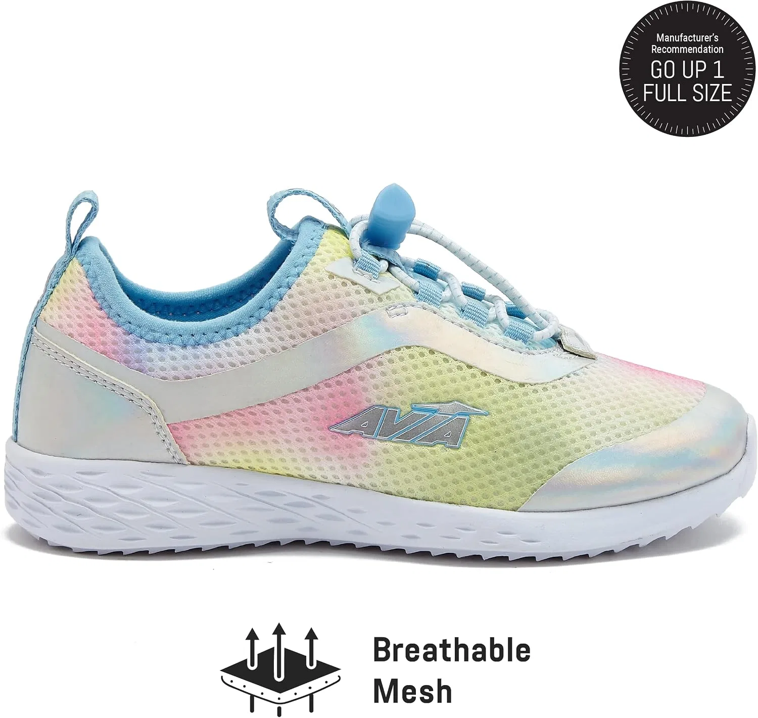 Детские кроссовки для девочек без шнуровки Avi Spirit Slip On Avia, Medium Blue/White/Multicolor — фото 2