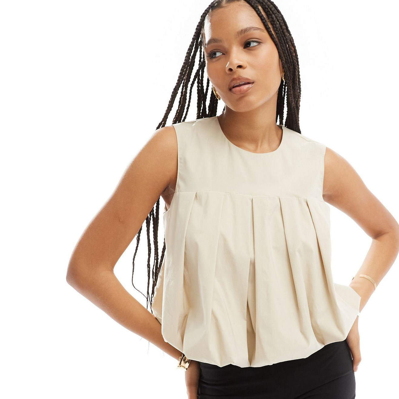 

Топ Asos Design Sleeveless With Puffball Hem, кремовый