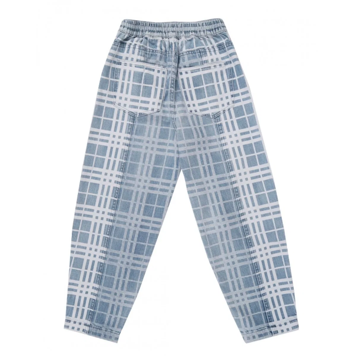 Джинсы с принтом в клетку Kids Check-Pattern Tapered-Leg Jeans Burberry, Blue — фото 2