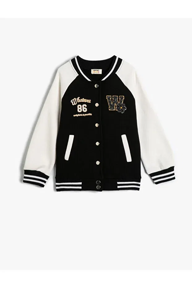 Детская зимняя куртка для девочек с принтом College jacket Koton, Black