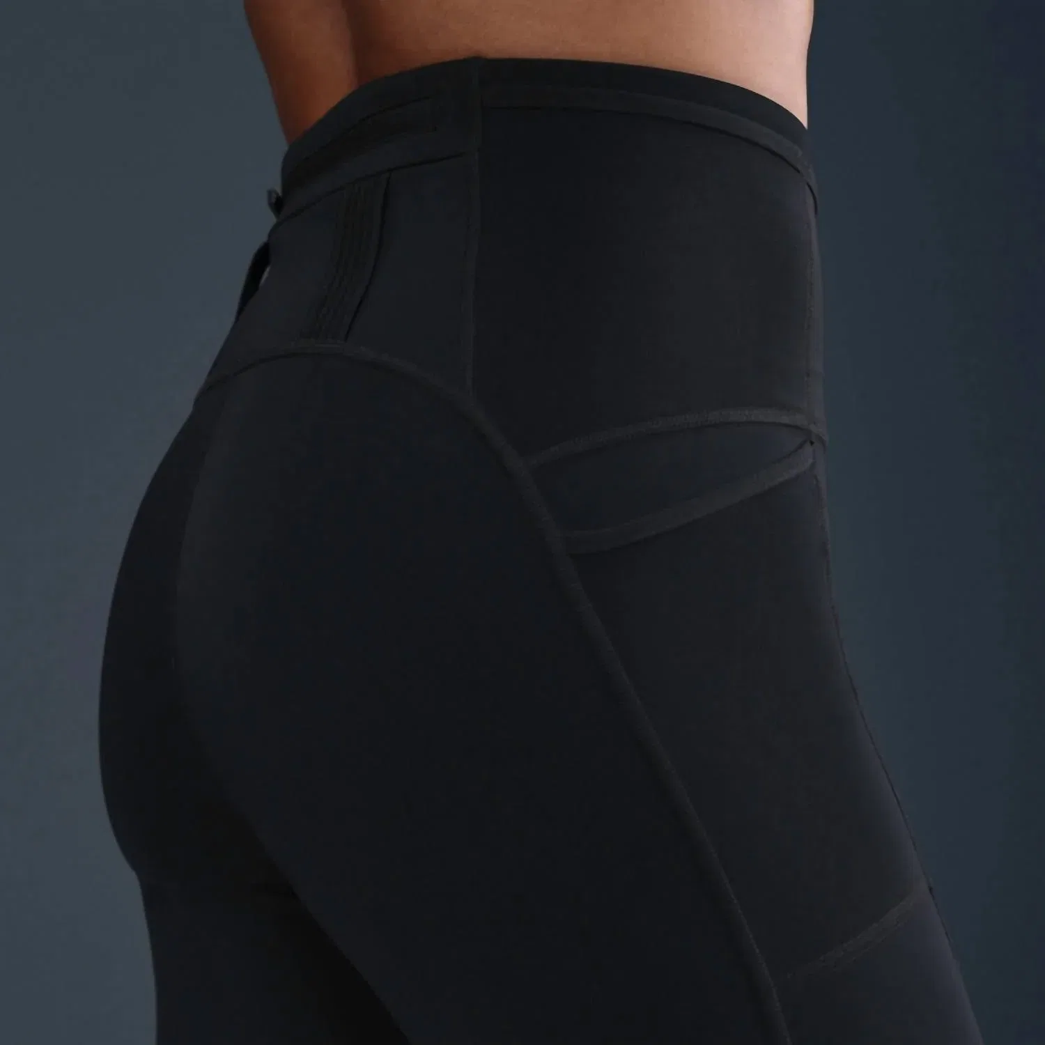 Женские леггинсы для бега с высокой посадкой и карманами Trail High Waisted 7/8 Running Leggings Nike, Black/Black — фото 3
