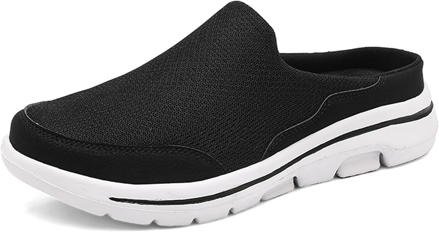 

Женские и мужские сабо и мюли с легкой открытой задней частью, удобная обувь для ходьбы, дышащие тапочки с закрытым носком, шлепанцы C Celanda, белый/черный