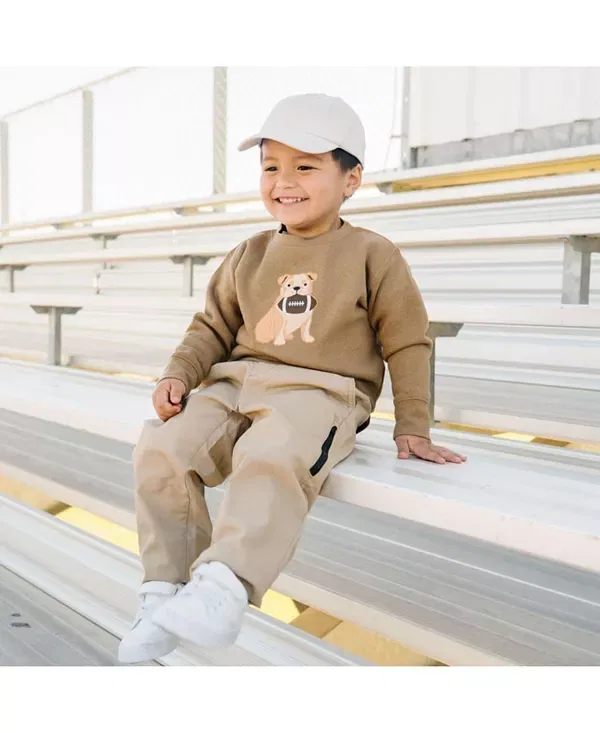 Детская толстовка для мальчиков с принтом Bulldogs Football Patch Sweet Wink, Mocha — фото 2