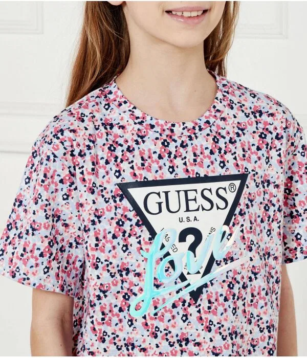 Детская футболка для девочек свободного кроя Guess, Rosa — фото 4