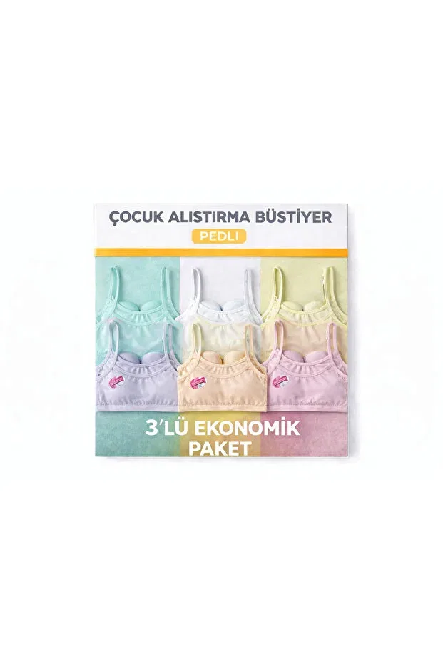 Детское бюстье для девочек хлопковое 3-предметный набор Qulat, Pastel Color