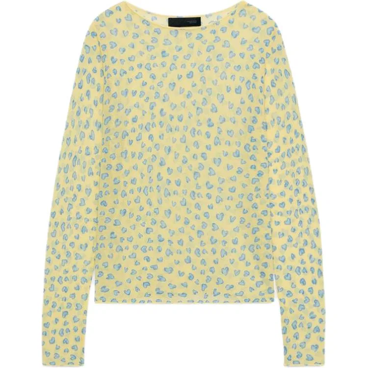 Женский тонкий свитер с круглым вырезом Yellow ZARA, Yellow