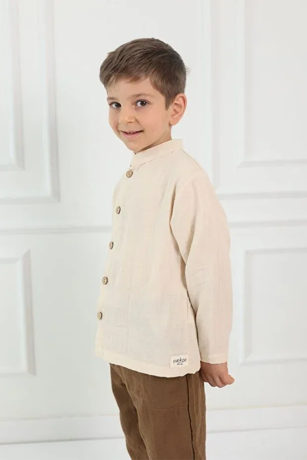 Детская рубашка для мальчиков хлопковая Cuckoo Cotton, Nude Color — фото 4