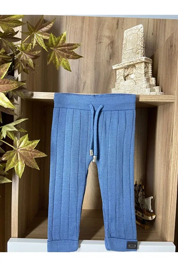 Детские брюки для девочек вязаные со шнурком Meriç Bebe, Indigo