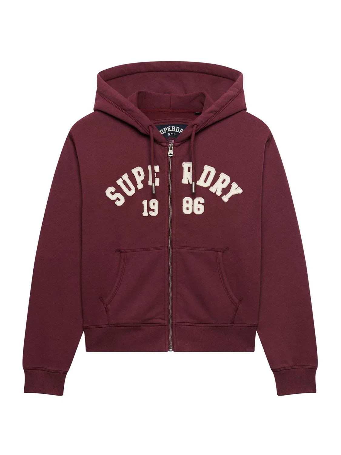 Худи с капюшоном, укороченное, Athletic Essential Relaxed Crop Zip Hoodie Superdry, красный — фото 3