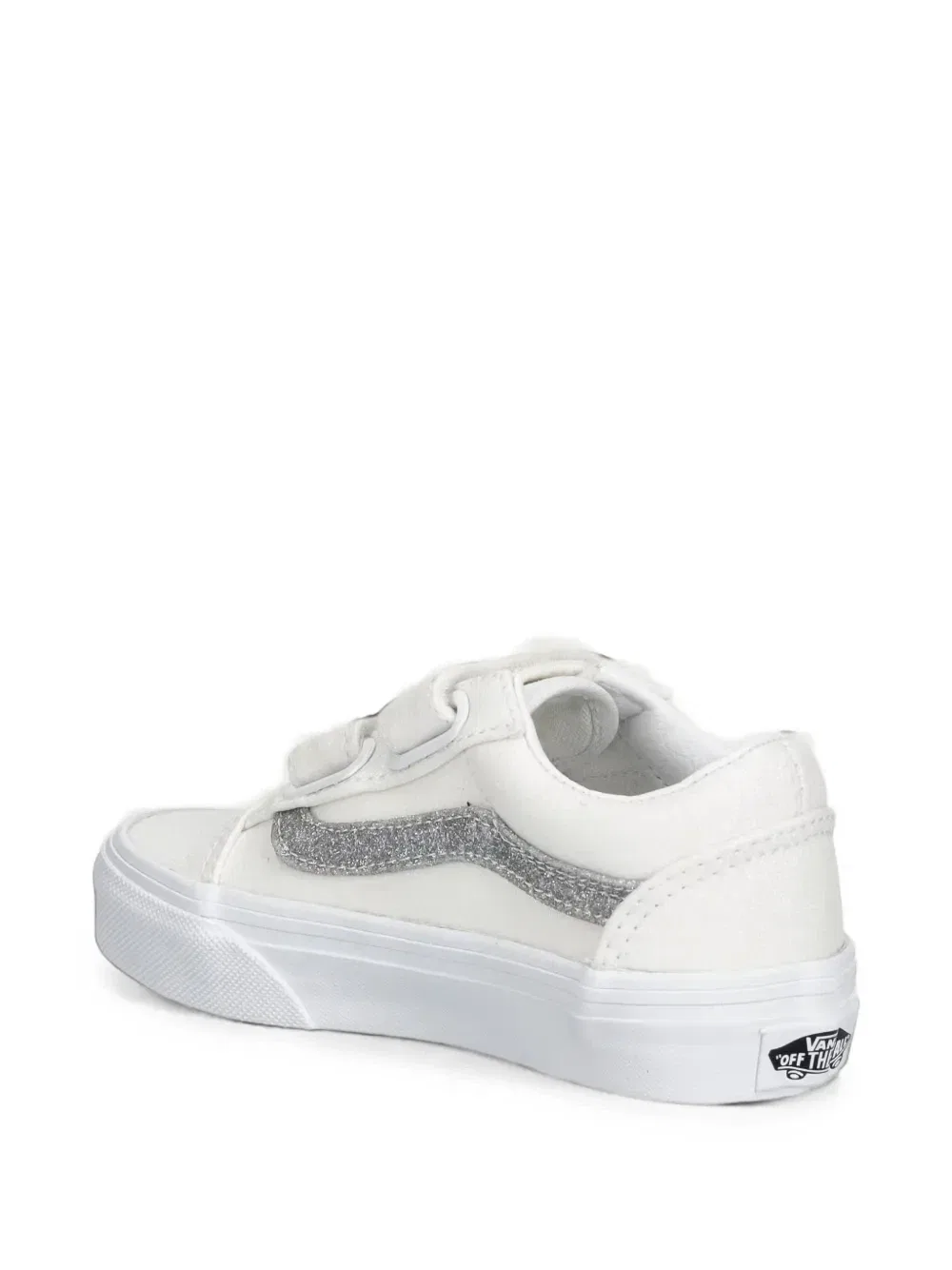 Кеды Old Skool V с блестками и застежками на липучках Vans Kids, белый — фото 3