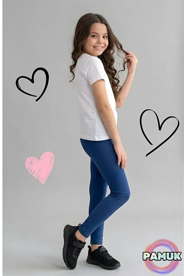 Детские леггинсы для девочек хлопковые Indigo kids' leggings - soft, stretchy, comfortable cotton anti-sweat girls' leggings United Fabrics, Indigo Blue — фото 4