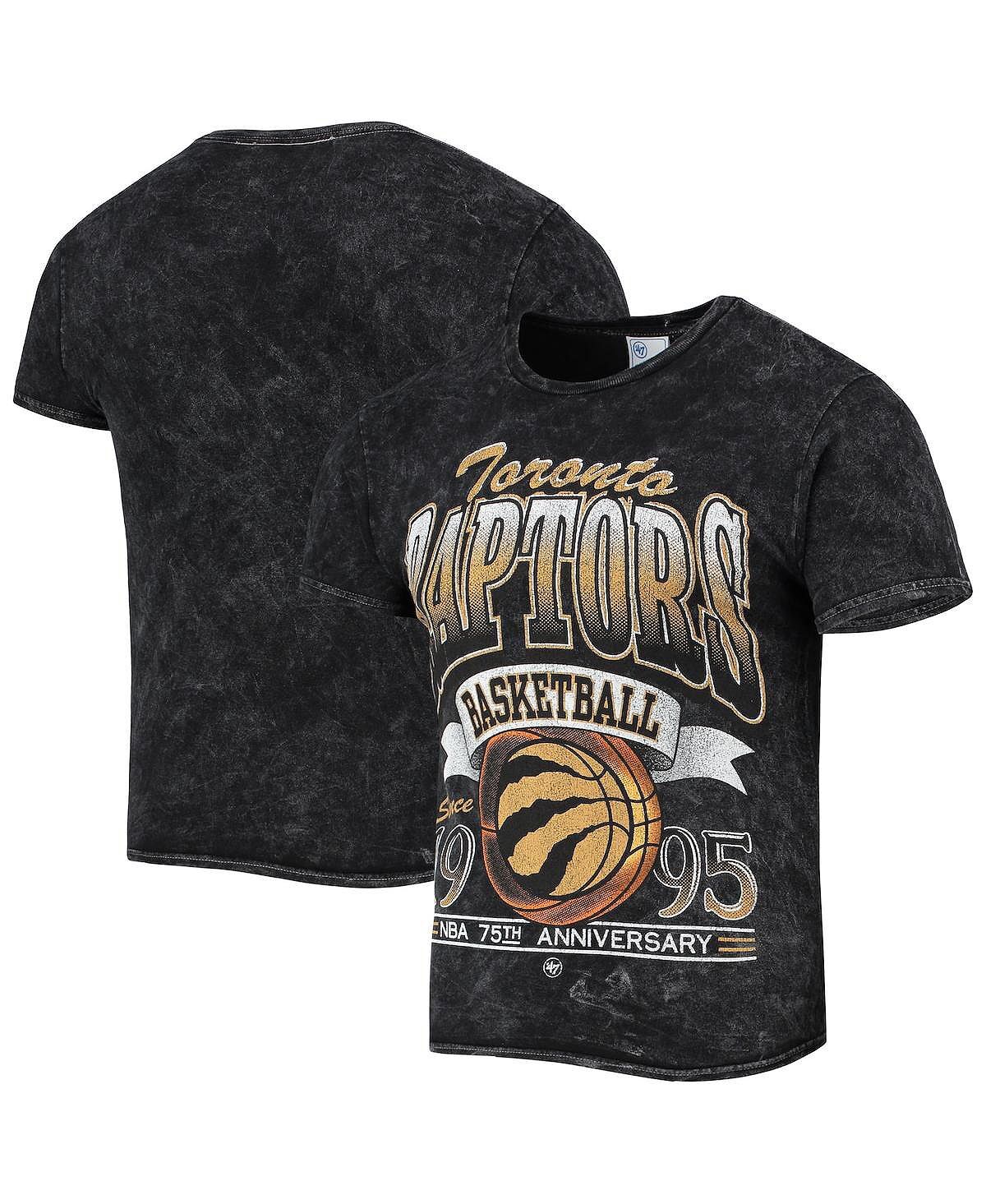 

Мужская футболка '47 black toronto raptors 75th anniversary city edition mineral wash vintage-look tubular tshirt '47 Brand, черный