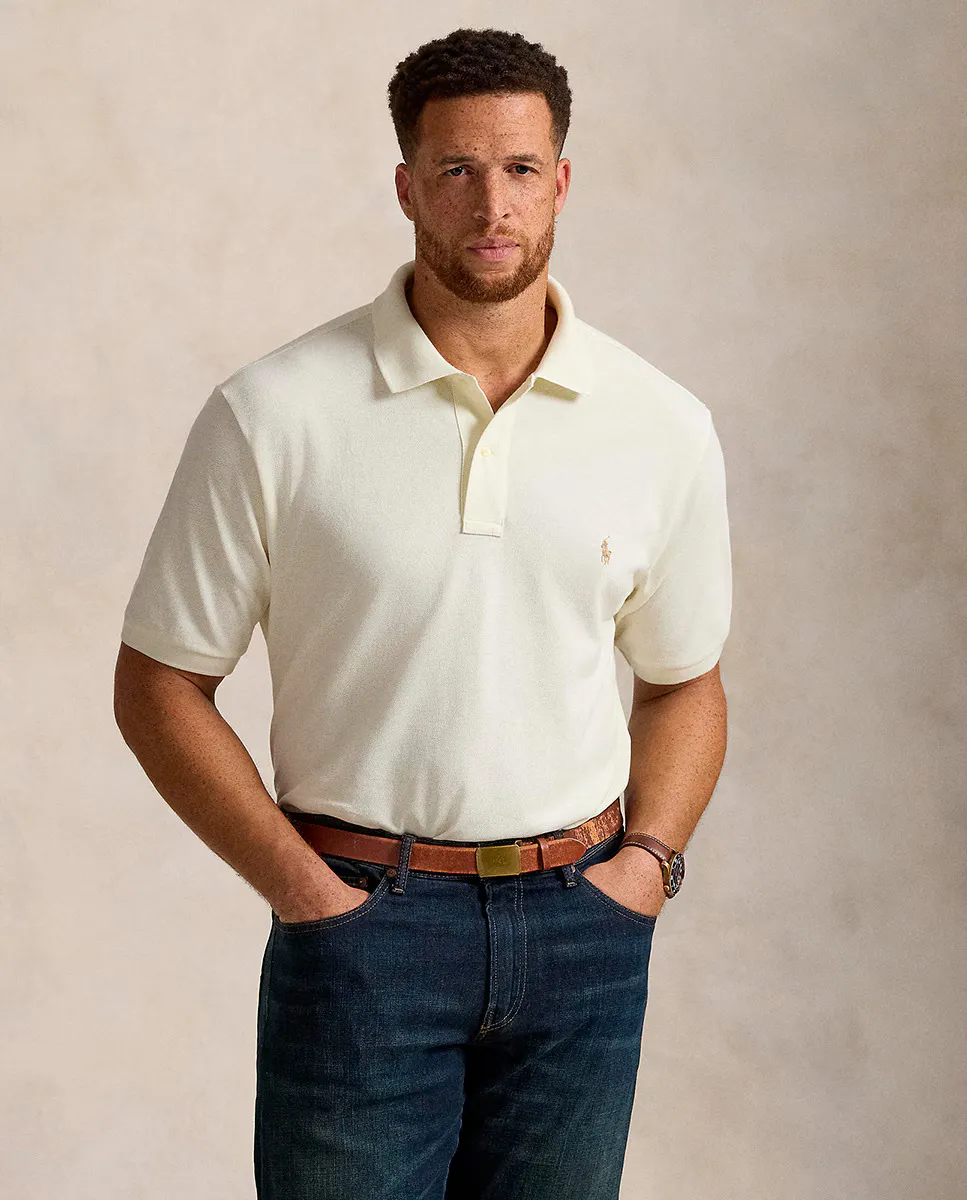 

Мужская рубашка поло из хлопка пике Regular fit plus sizes Polo Ralph Lauren, цвет Crema