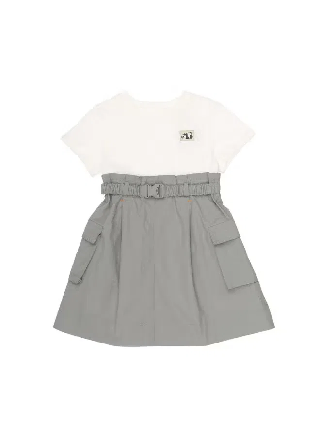 Платье-футболка с коротким рукавом с кнопками Zara, белый/серый — фото 2