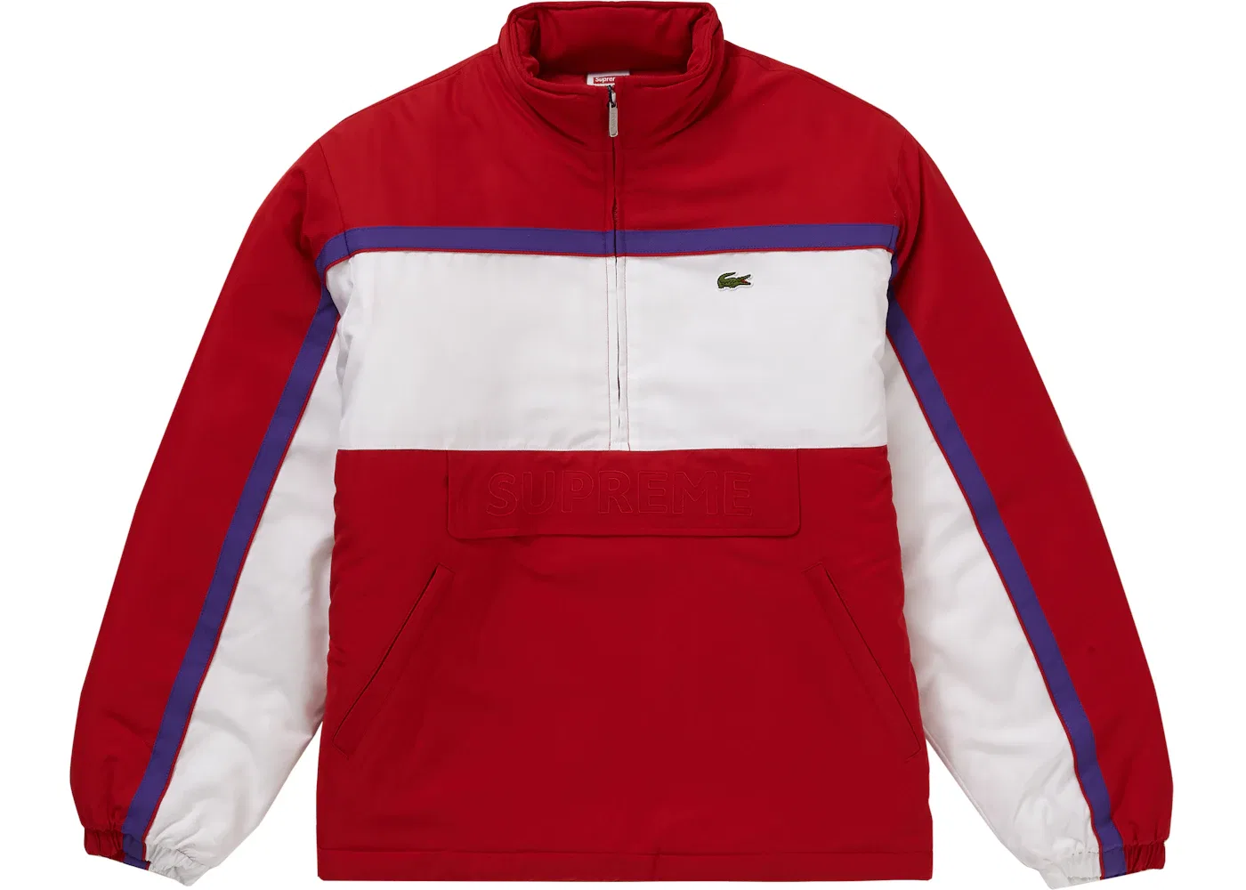 Мужская куртка с принтом Supreme LACOSTE Puffy Half Zip Pullover, Red