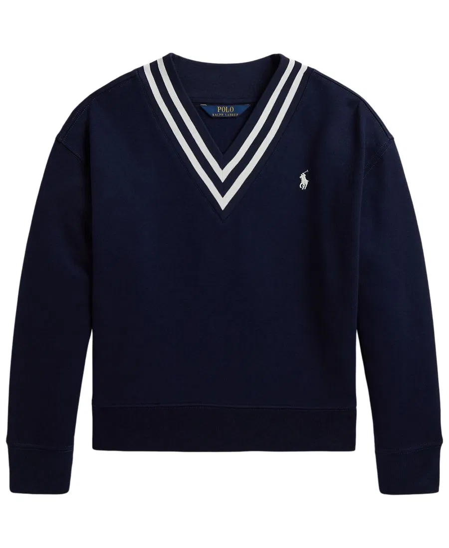 Свитшот с v-образным вырезом, полосатая отделка Polo Ralph Lauren, Refined Navy — фото 4