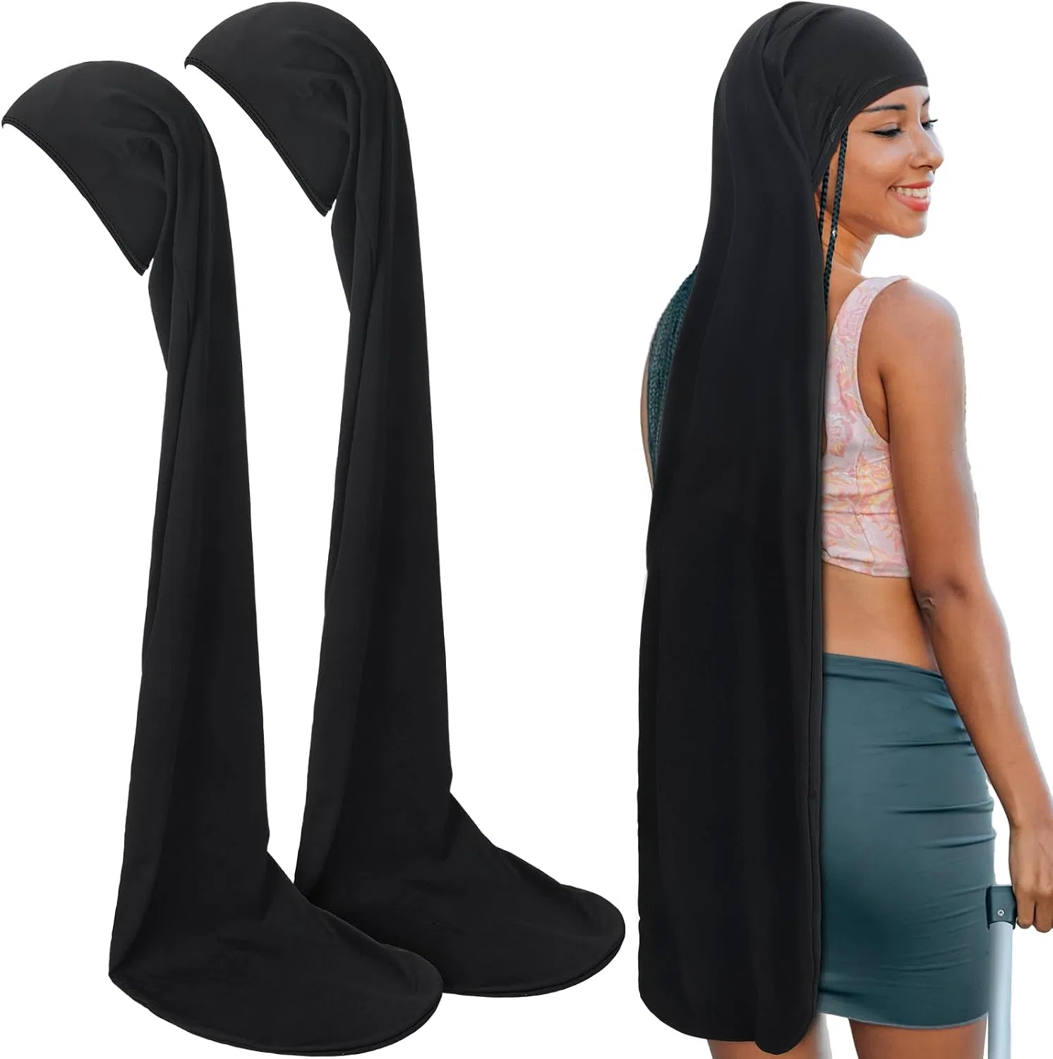 Шапочка для душа для дредов, Twistover, 2 шт, 114.3 см, Black