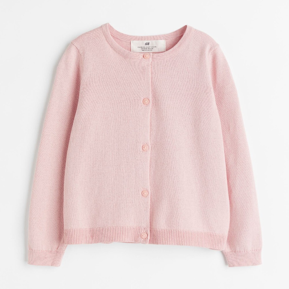 

Кардиган H&M Kids Fine-knit Cotton, светло-розовый