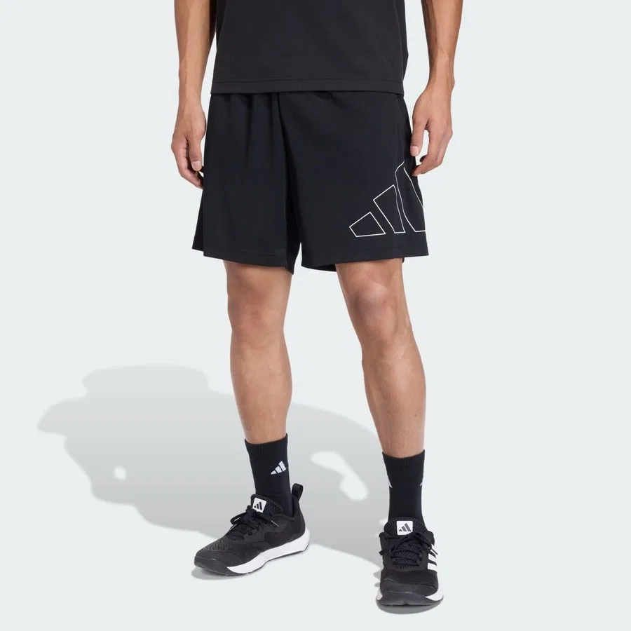 Шорты спортивные с большим логотипом Workout Essentials Base Pike, adidas, Черный