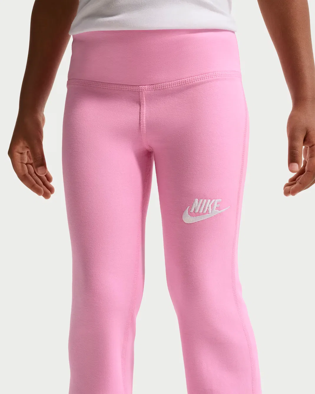 Детские леггинсы-клеш Dri-FIT Nike, Pink Rise/White — фото 2