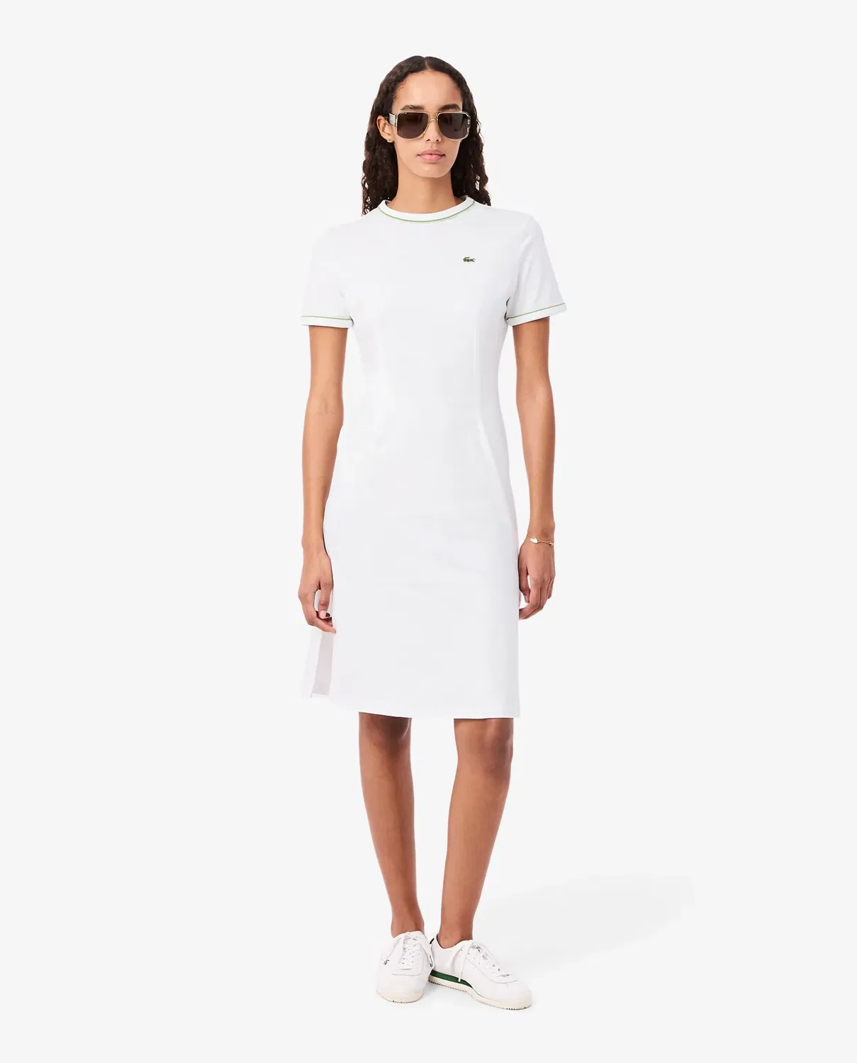 Платье Lacoste из джерси с контрастной отделкой, Белое