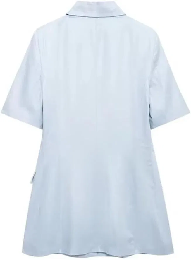 Женское платье-костюм с отложным воротником Generic, Lightblue — фото 4