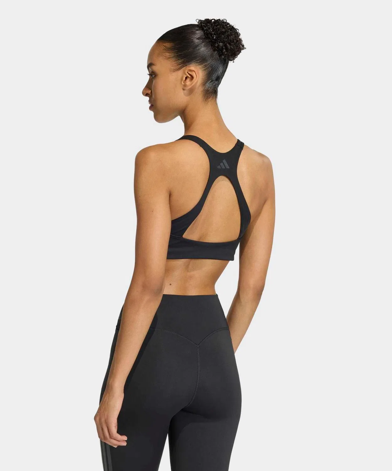 Женский спортивный бюстгальтер средней поддержки Optimum Workout Three Stripes Adidas, Black — фото 3