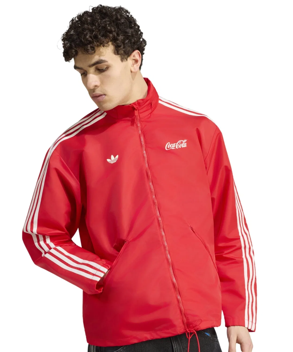 Мужская куртка с капюшоном Adidas Coca Cola Classic Sport Nylon Parka, Красный — фото 2