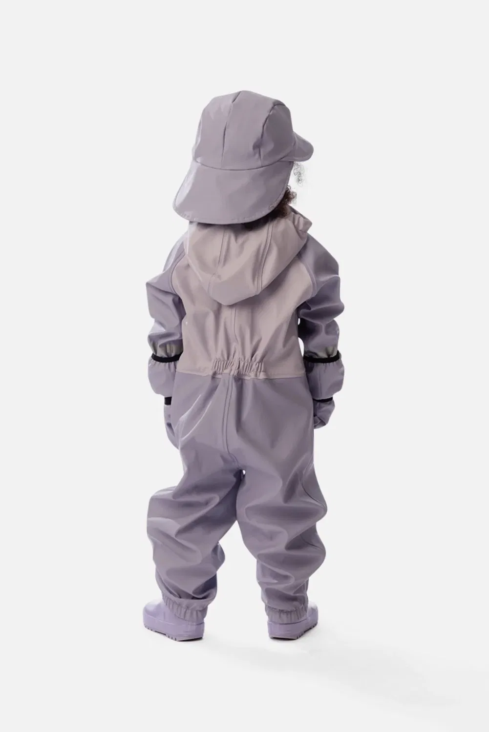 Детский дождевик-комбинезон водостойкий с капюшоном Rain One Piece Deux par Deux, Mauve — фото 3