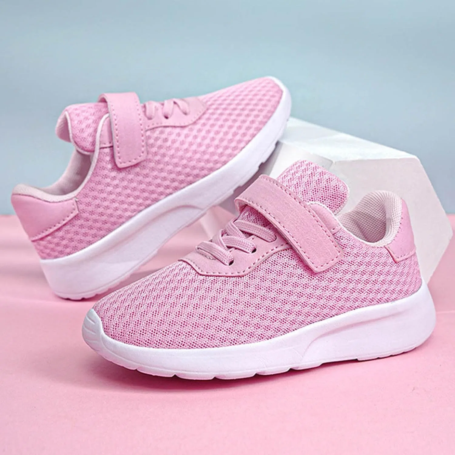 Детские кроссовки с сеткой для девочек и мальчиков, Pink — фото 3