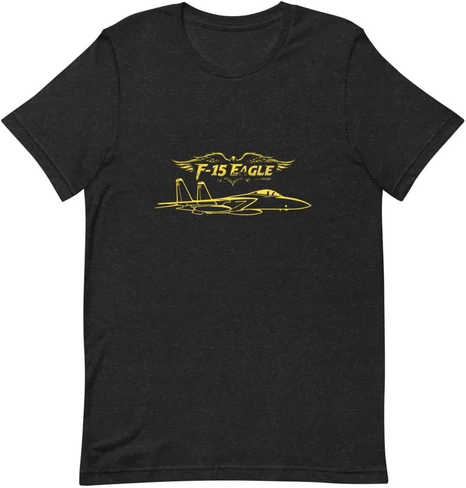 Мужская футболка с принтом F-15 Eagle Fighter Jet, Black Heather
