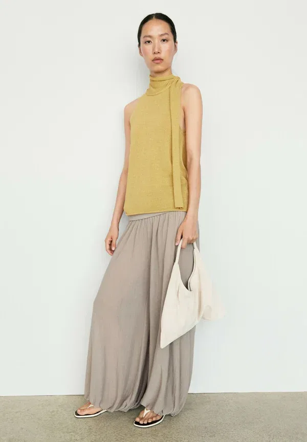Топ хлопковый Massimo Dutti Neon Yellow, желтый — фото 3