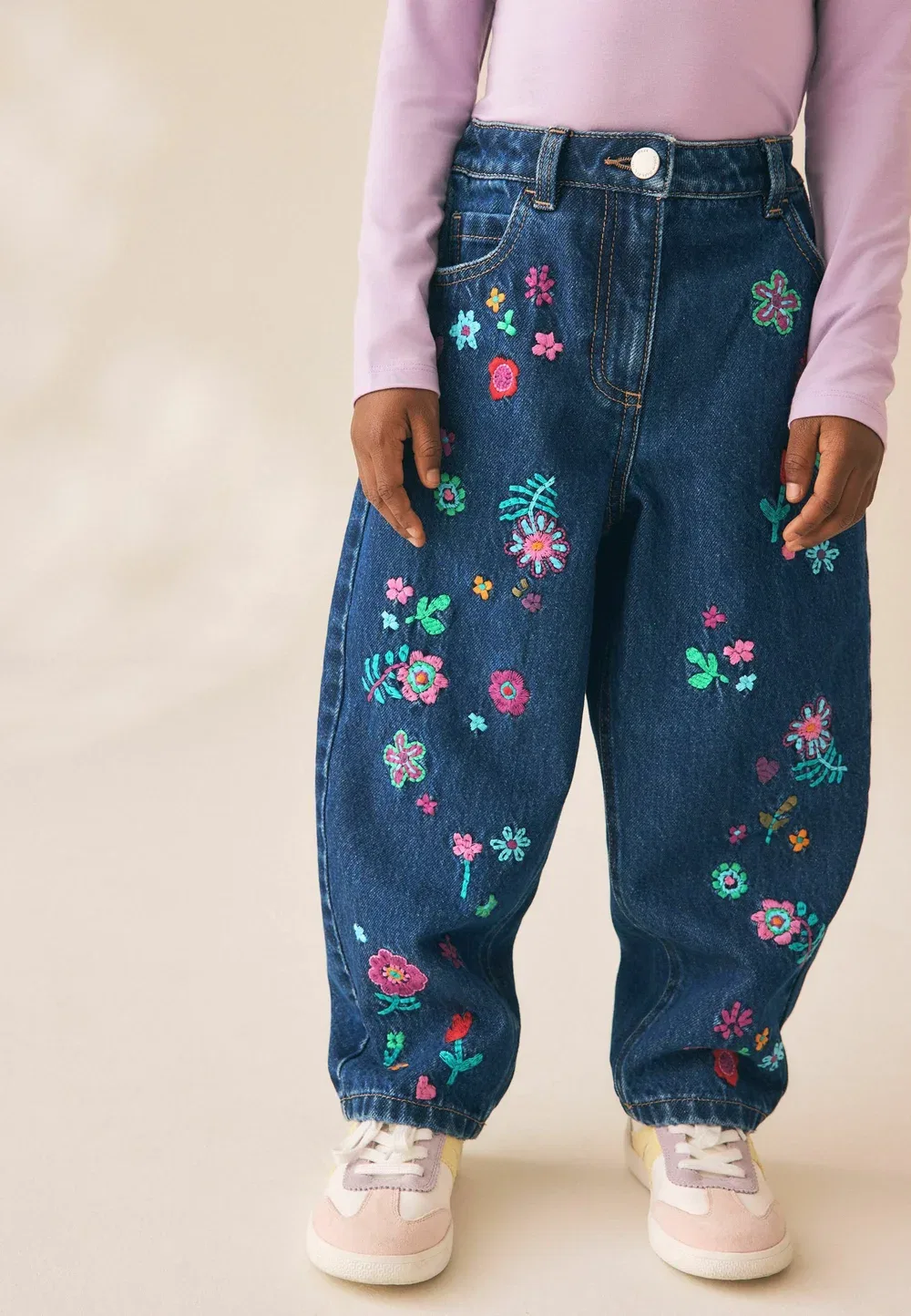 Джинсы прямого кроя - стандартного кроя - джинсы свободного кроя Next, Floral Embroidery — фото 2