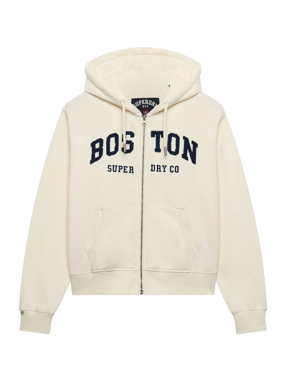 Худи кроп с zip-застежкой, свободный крой Superdry, белый — фото 3