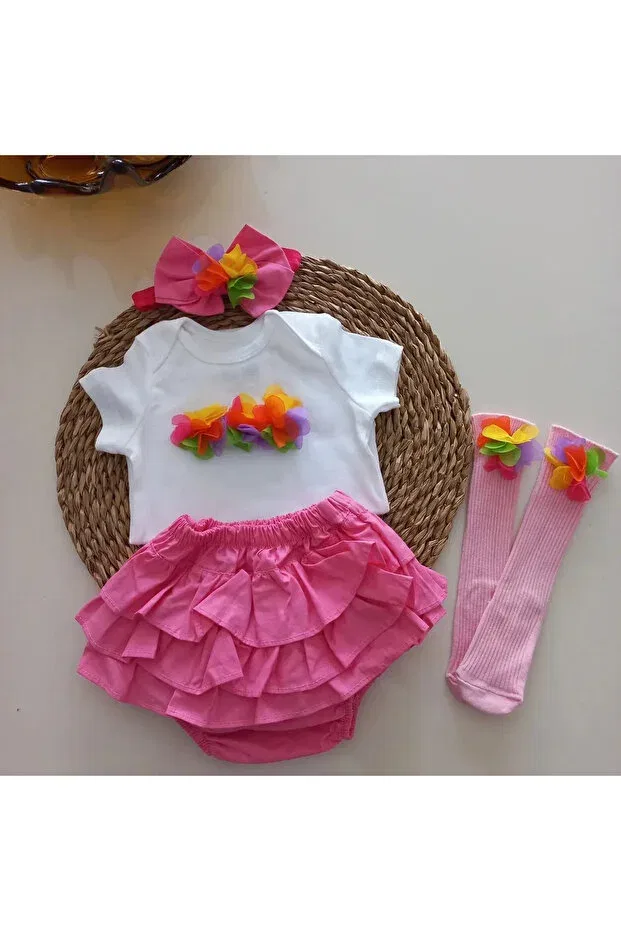Детский комплект для девочек с принтом Mars Baby, Fuchsia