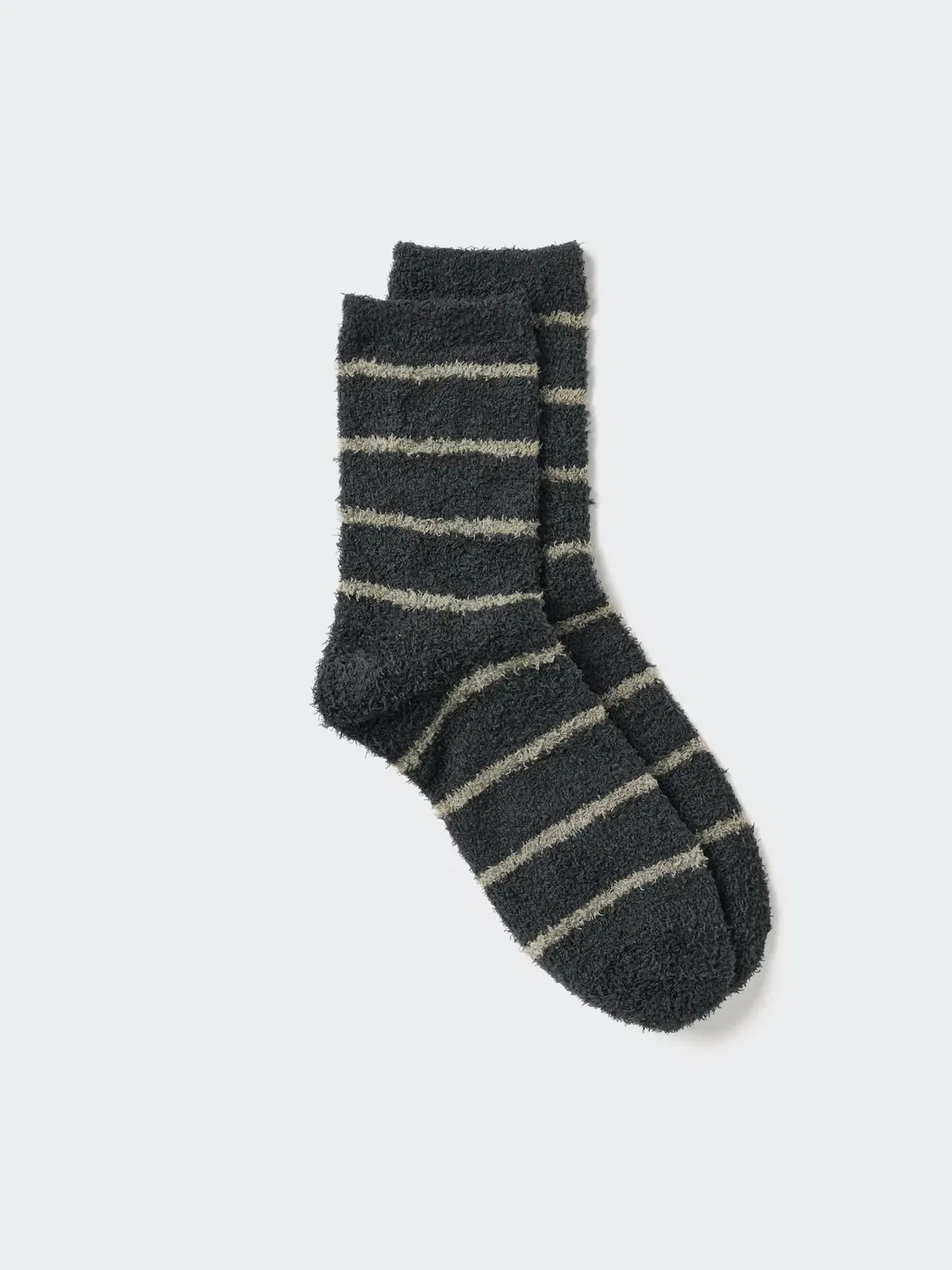 Носки Uniqlo Heattech, пушистые полосатые, черный