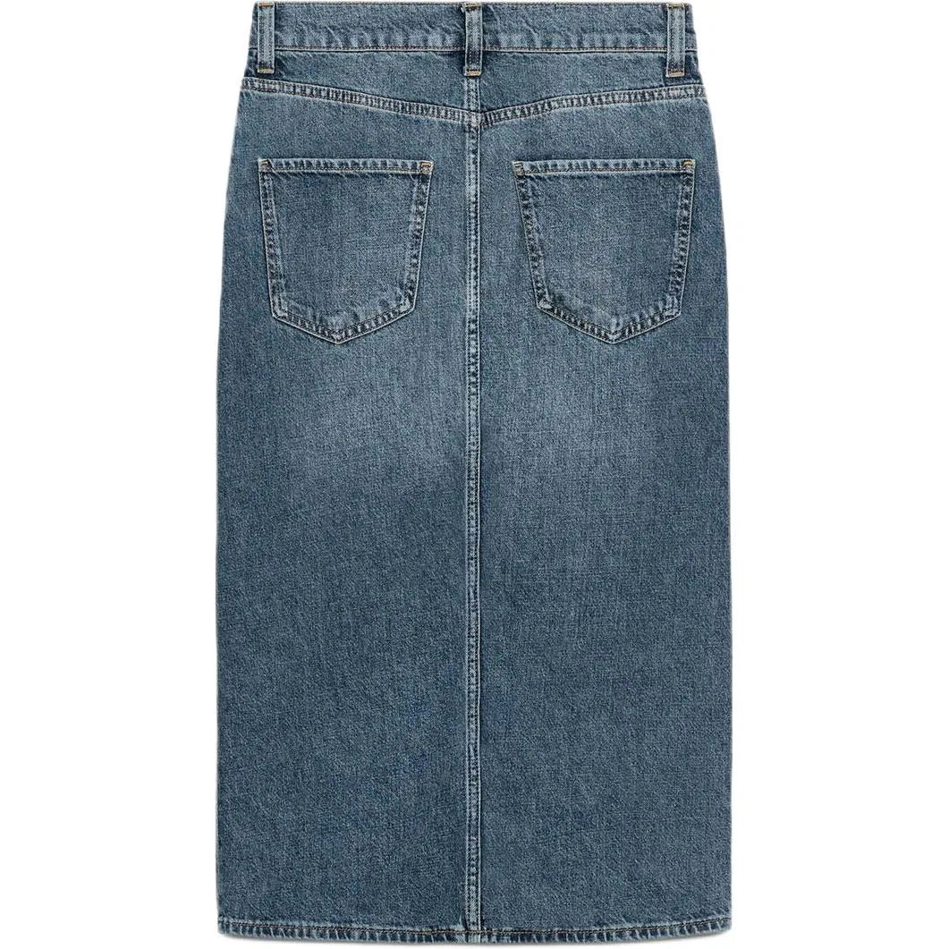 ZARA Женская джинсовая длинная юбка ZW Denim Long Skirt, Blue — фото 3