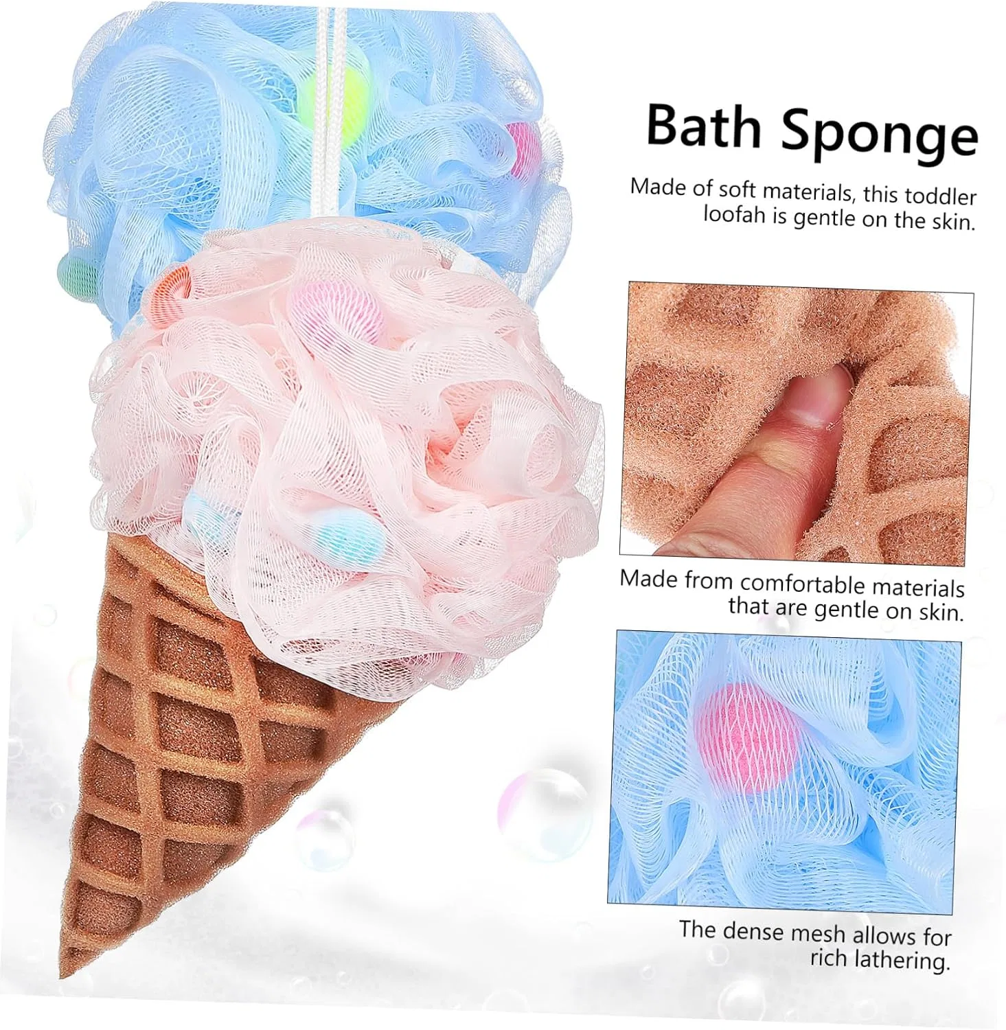 Мочалка для детей Ice Cream Design, ELAYARD, набор 3 шт, 21x11x11 см — фото 3