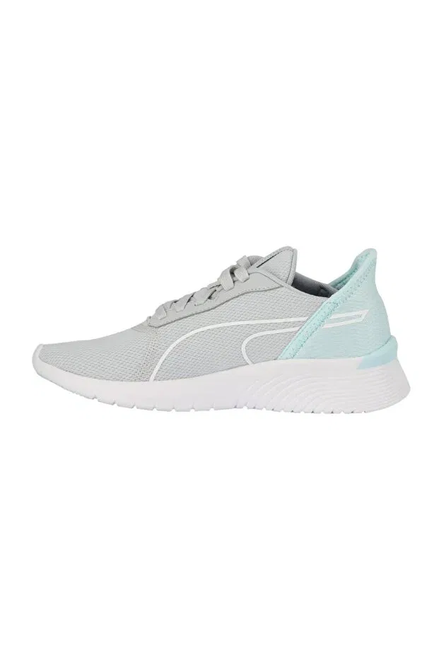 Детские кроссовки для девочек с вышивкой Puma, Platinum Gray-Light Aqua-Puma White — фото 3