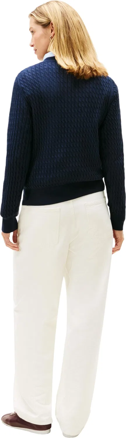 Женский пуловер с V-образным вырезом Co Cable Fine GG Tommy Hilfiger, Dark Night Navy — фото 3