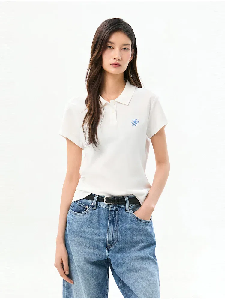 Футболка поло Slim Fit с логотипом TOMMY HILFIGER, Ivory