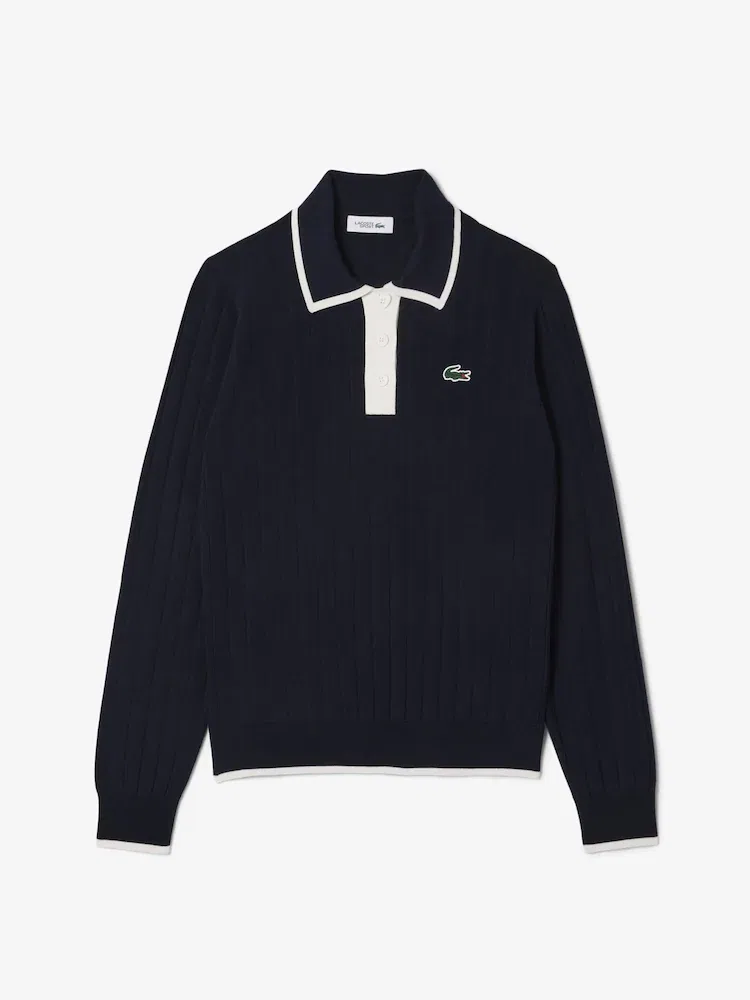 Свитер женский LACOSTE Golf HHW, с контрастной отделкой, белый — фото 4