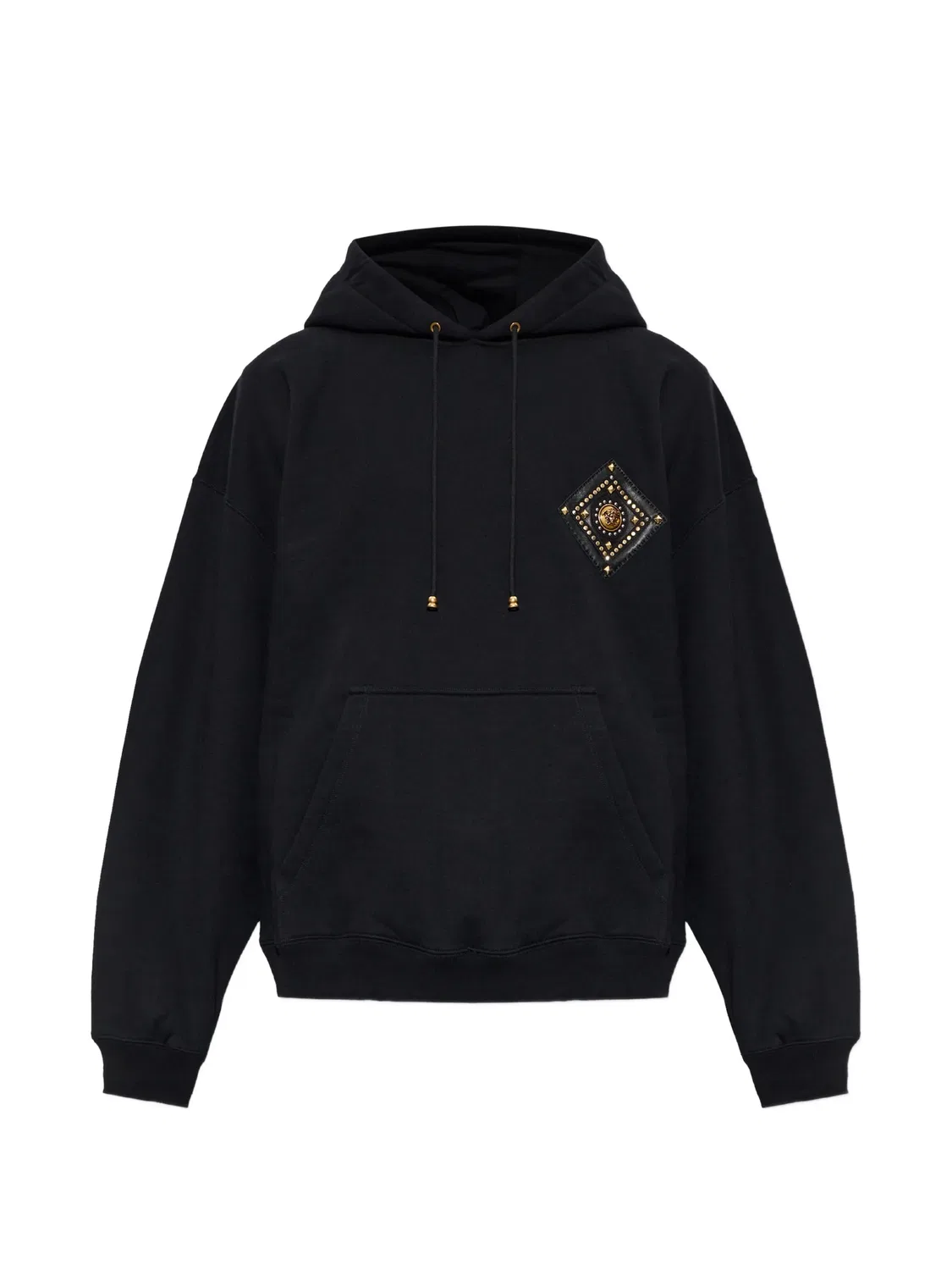 Худи из хлопкового джерси с декором Versace, черный