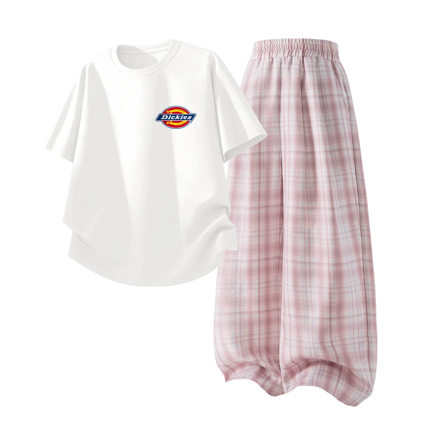 Детский спортивный костюм с круглым вырезом Dickies, Standard K White+Solid Color Quartz Pink