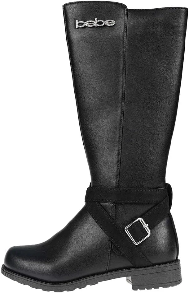 Детские сапоги для девочек с боковой молнией и шнуровкой bebe, Black — фото 3